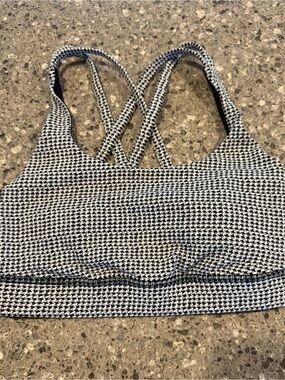 lululemon athletica Black and White Houndstooth Energy Strappy Sports Bra